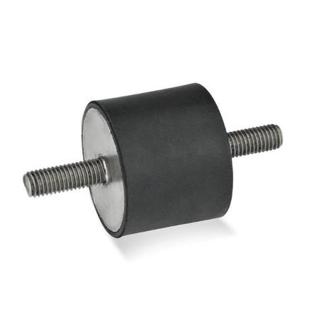 J.W. WINCO GN451-25-15-M6-SS-55 Rubber Bumper Stainless, Threaded Studs 451-25-15-M6-SS-55